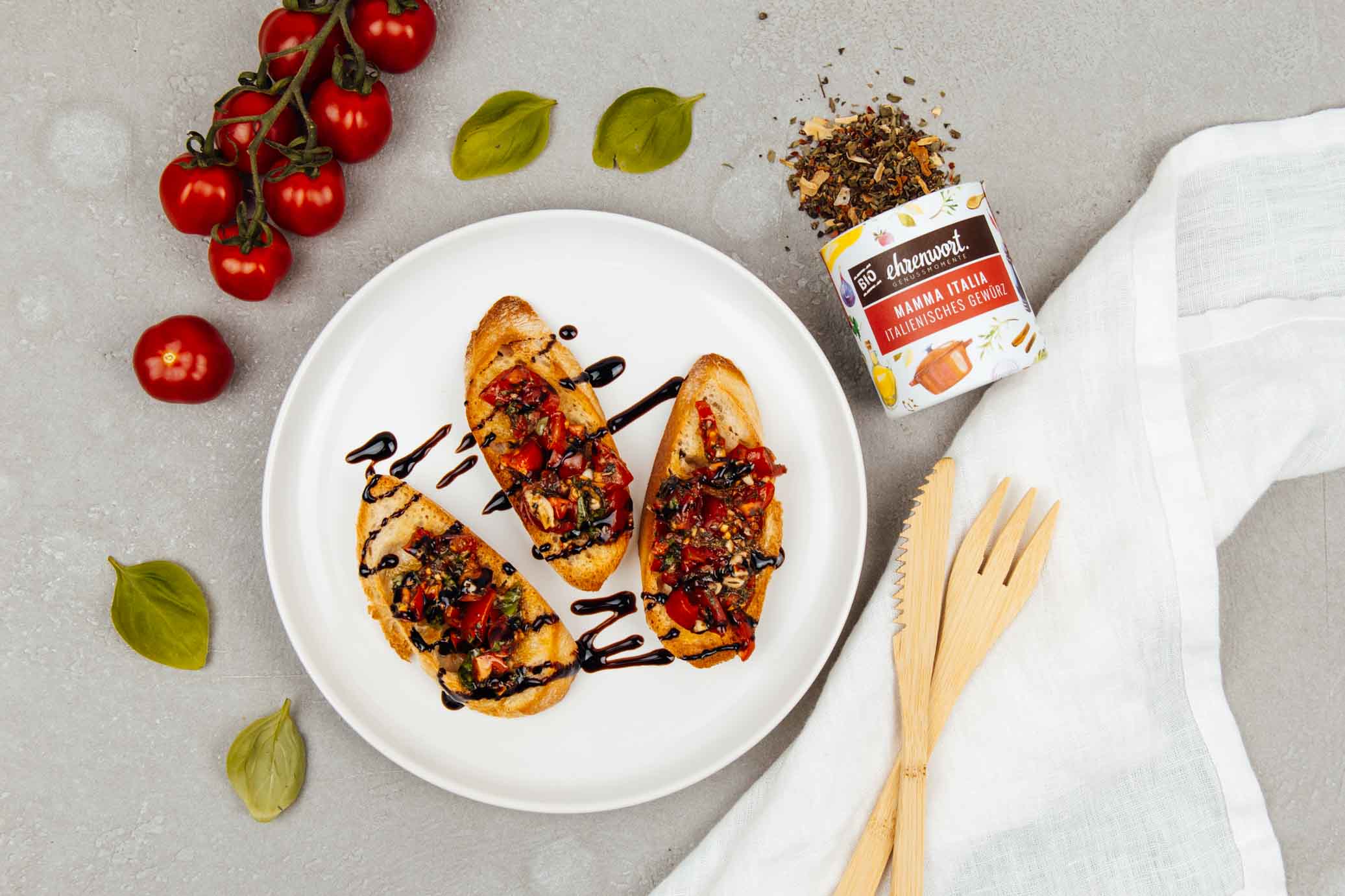 Italienische Bruschetta - Rezept - mit BIO Mamma Italia Italienisches Gewürz von ehrenwort. Genussmomente|Italienische Bruschetta - Rezept - mit BIO Mamma Italia Italienisches Gewürz von ehrenwort. Genussmomente||