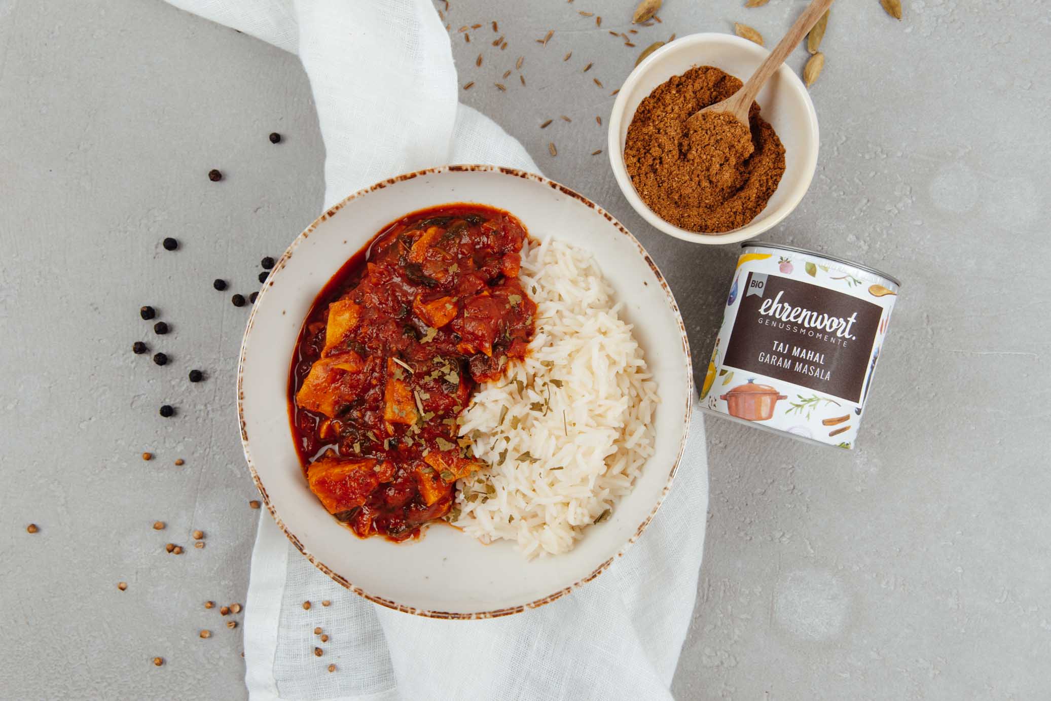 Kabeljau Fisch Masala mit BIO Taj Mahal Garam Masala von ehrenwort. Genussmomente|Kabeljau Fisch Masala mit BIO Taj Mahal Garam Masala von ehrenwort. Genussmomente|Kabeljau Fisch Masala mit BIO Taj Mahal Garam Masala von ehrenwort. Genussmomente|||