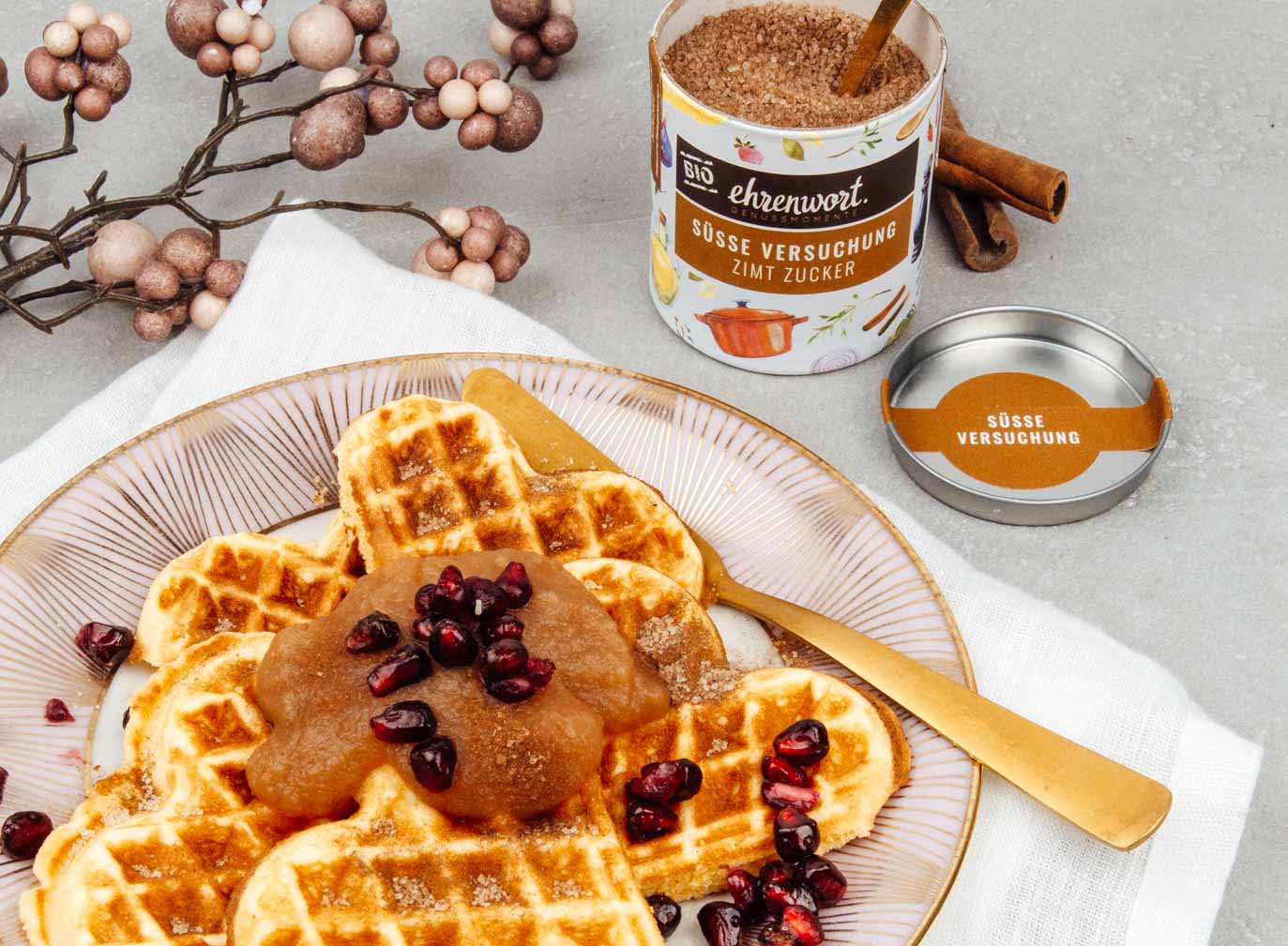 Zimtwaffeln mit BIO Zimtzucker von ehrenwort. Genussmomente|Zimtwaffeln mit BIO Zimtzucker von ehrenwort. Genussmomente||