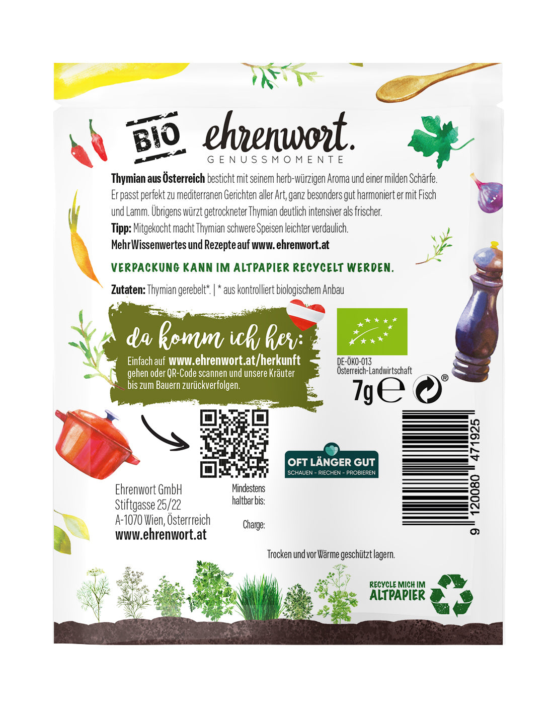 Thymian gerebelt Briefchen Rückseite